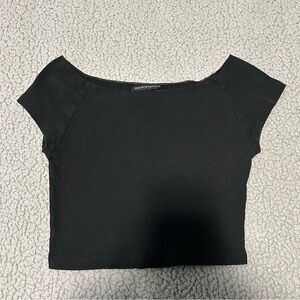 Black Brandy Melville Ribbed Boat Neck Shirt